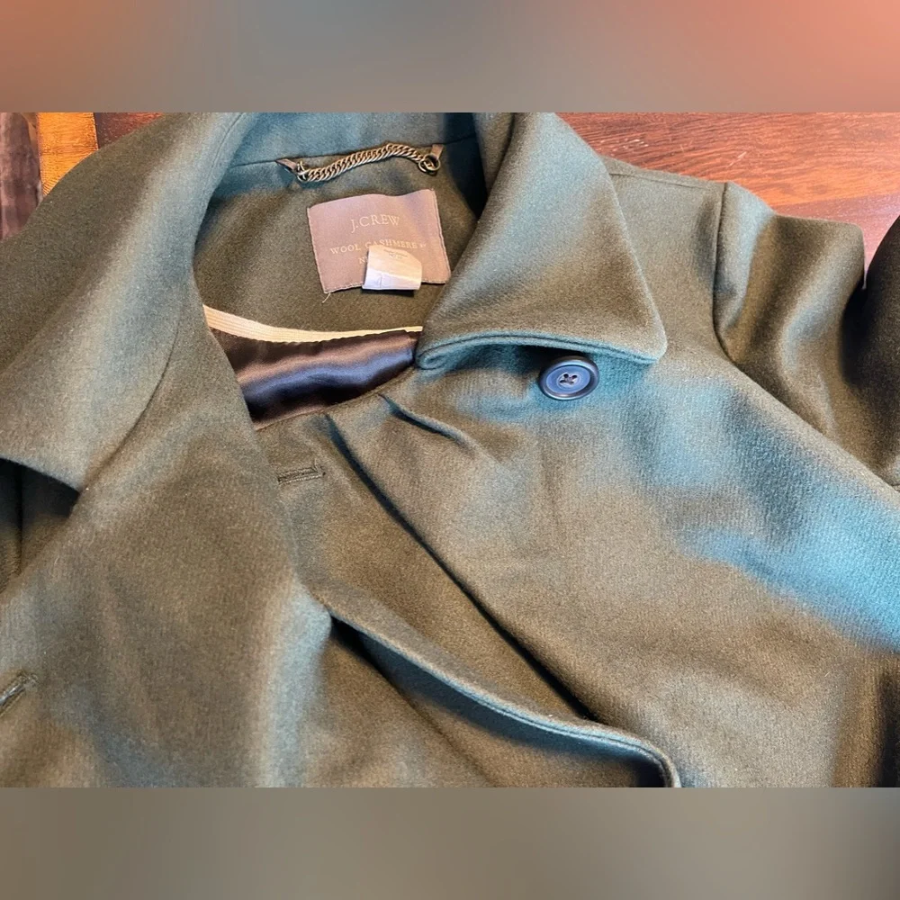 J. Crew Icon Wool Cashmere By Nello Gori Trench Pea Coat Women’s 2 Forest green - Picture 9 of 13